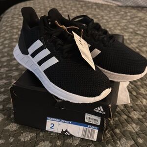 Adidas Black and White Sneakers with Knit Upper